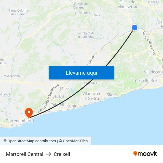Martorell Central to Creixell map