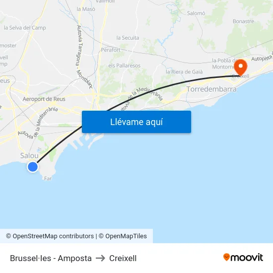 Brussel·Ies - Amposta to Creixell map