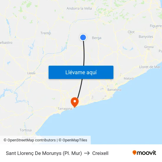 Sant Llorenç De Morunys (Pl. Mur) to Creixell map