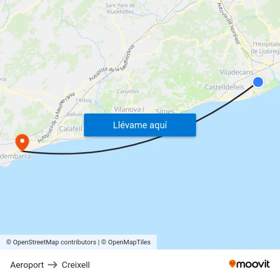 Aeroport to Creixell map
