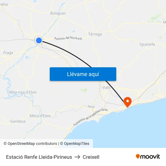 Estació Renfe Lleida-Pirineus to Creixell map