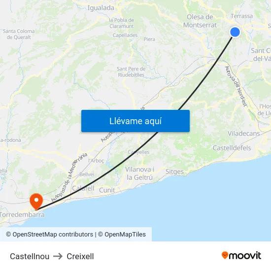Castellnou to Creixell map