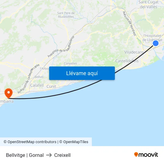 Bellvitge | Gornal to Creixell map