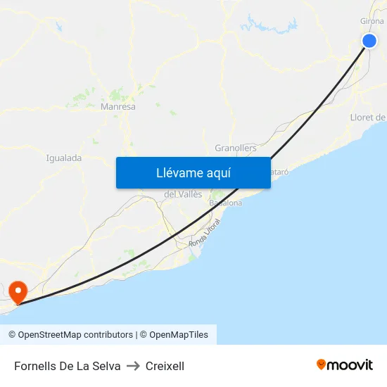 Fornells De La Selva to Creixell map