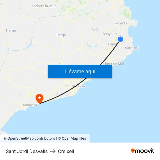 Sant Jordi Desvalls to Creixell map