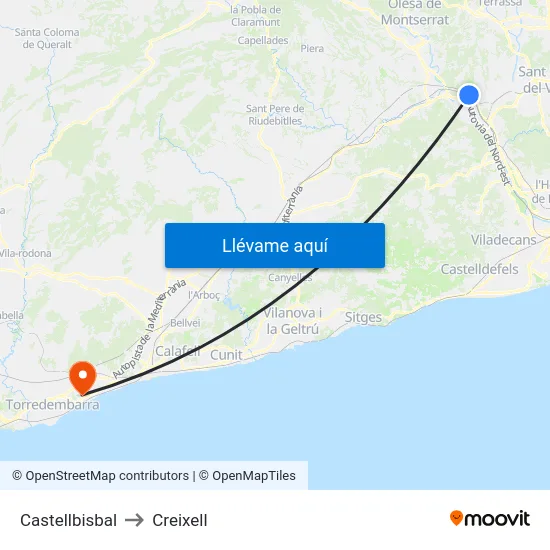 Castellbisbal to Creixell map