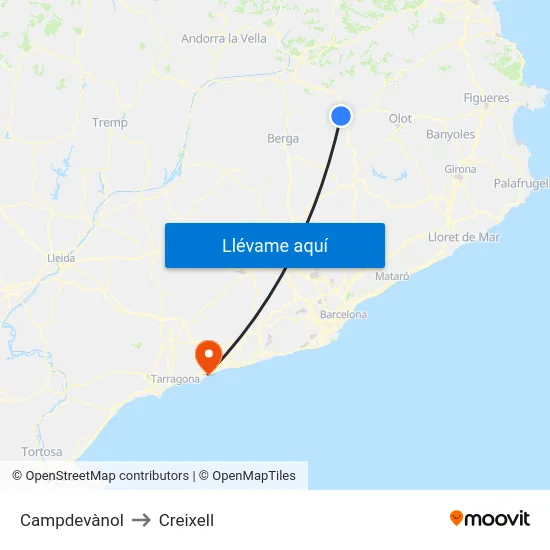 Campdevànol to Creixell map