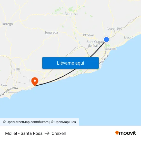 Mollet - Santa Rosa to Creixell map