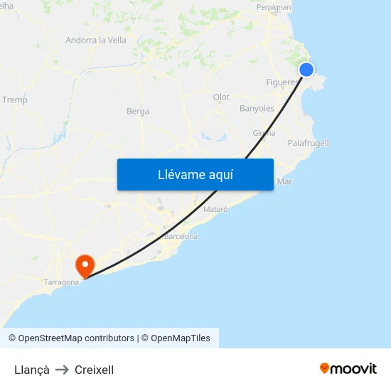 Llançà to Creixell map