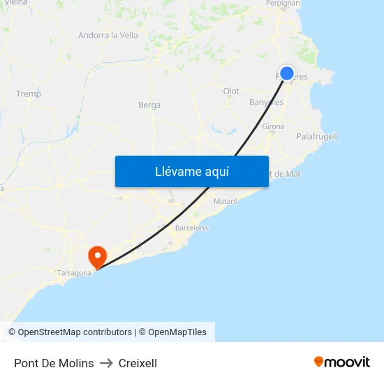 Pont De Molins to Creixell map