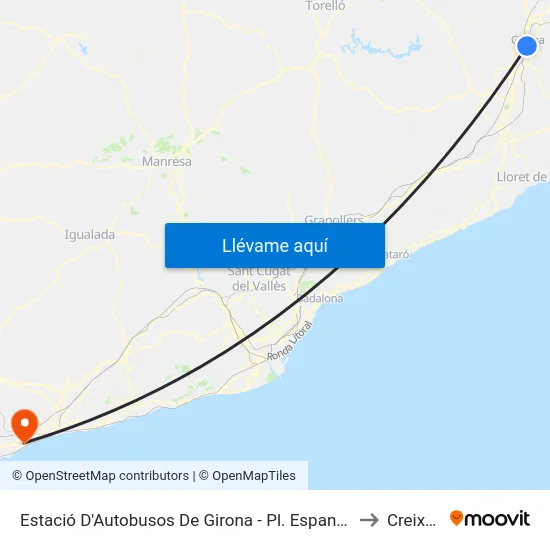 Estació D'Autobusos De Girona - Pl. Espanya to Creixell map
