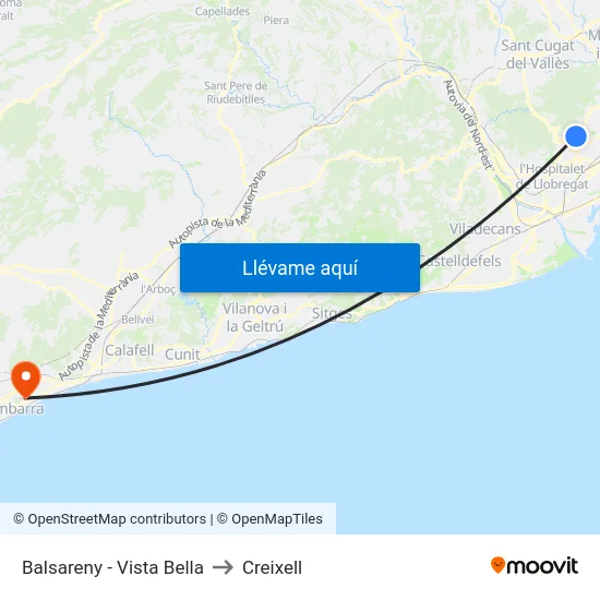 Balsareny - Vista Bella to Creixell map