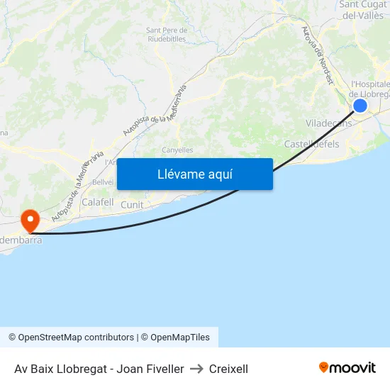 Av Baix Llobregat - Joan Fiveller to Creixell map