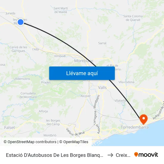 Estació D'Autobusos De Les Borges Blanques to Creixell map