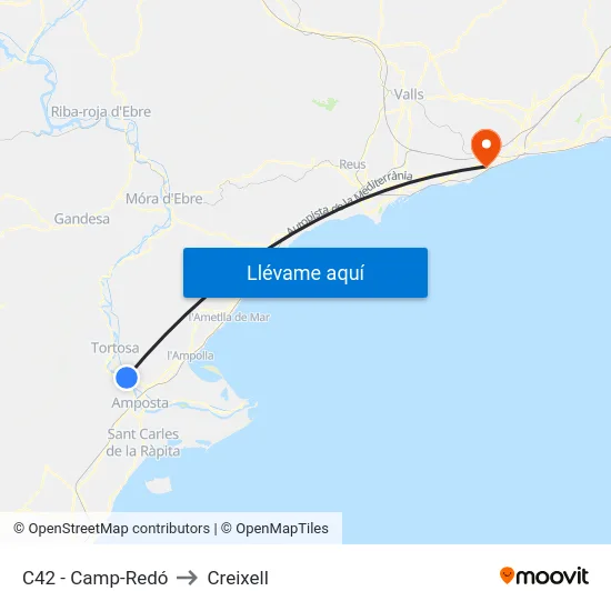 C42 - Camp-Redó to Creixell map