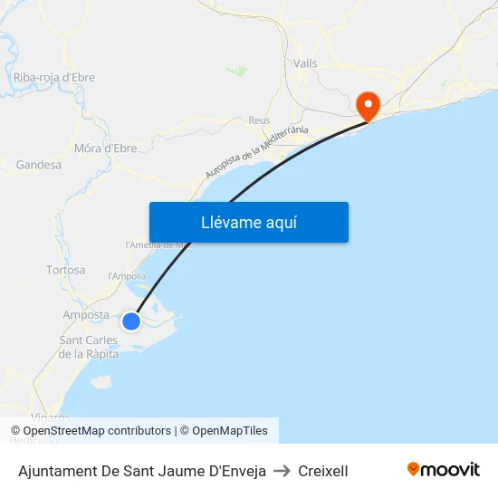 Ajuntament De Sant Jaume D'Enveja to Creixell map