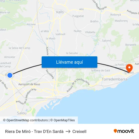 Riera De Miró - Trav D'En Sardà to Creixell map