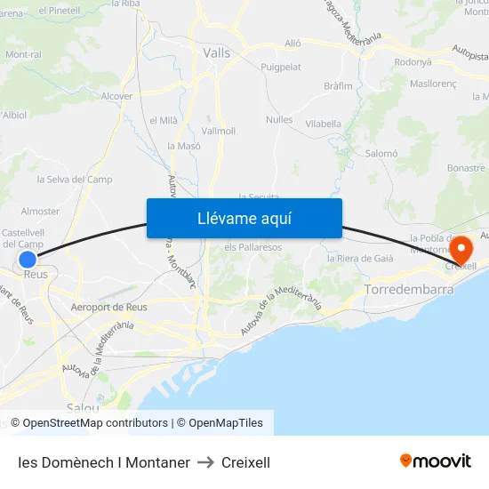 Ies Domènech I Montaner to Creixell map