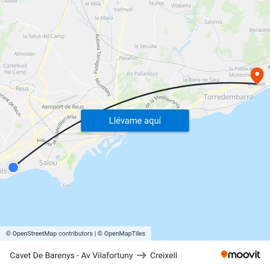 Cavet De Barenys - Av Vilafortuny to Creixell map