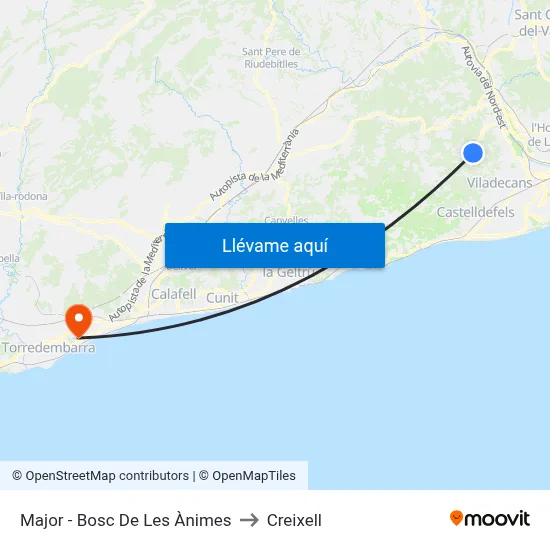 Major - Bosc De Les Ànimes to Creixell map