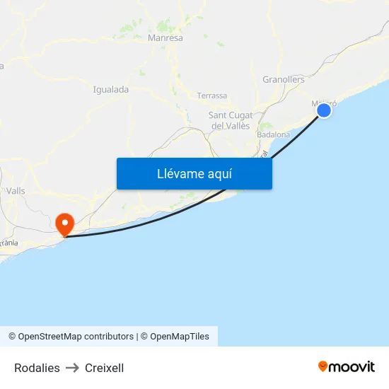 Rodalies to Creixell map