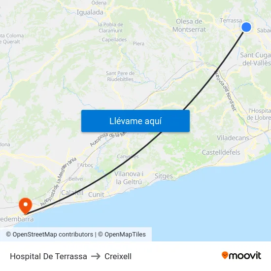Hospital De Terrassa to Creixell map