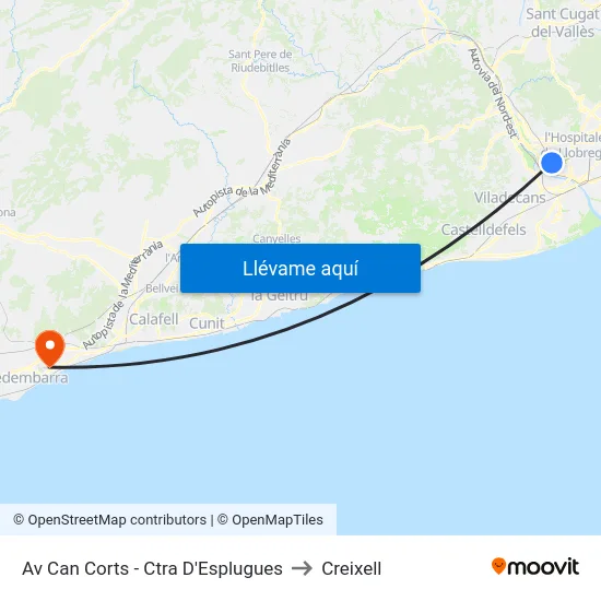 Av Can Corts - Ctra D'Esplugues to Creixell map