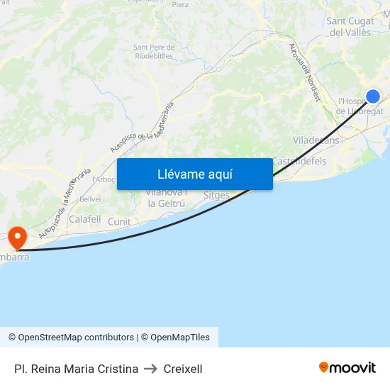 Pl. Reina Maria Cristina to Creixell map