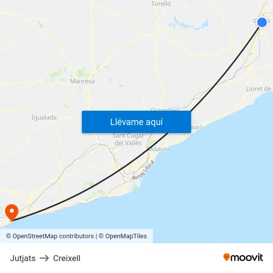 Jutjats to Creixell map