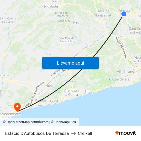 Estació D'Autobusos De Terrassa to Creixell map
