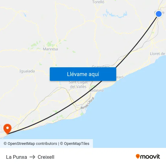 La Punxa to Creixell map