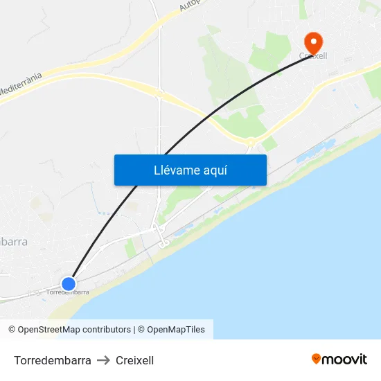 Torredembarra to Creixell map
