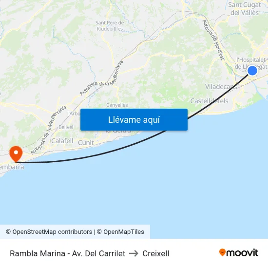 Rambla Marina - Av. Del Carrilet to Creixell map