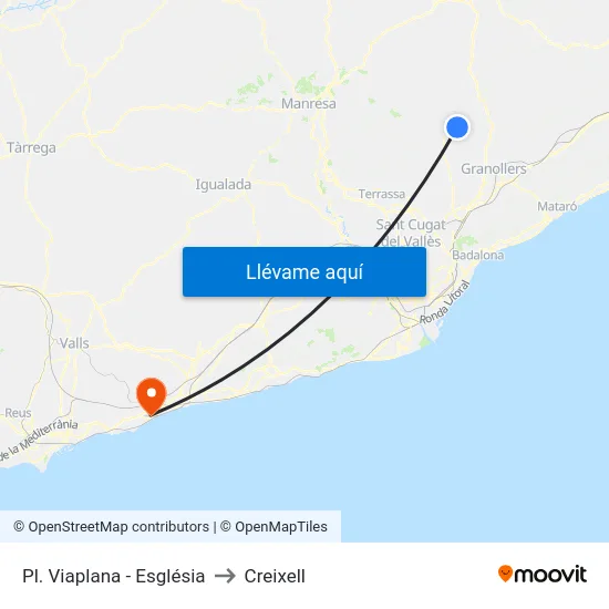 Pl. Viaplana - Església to Creixell map