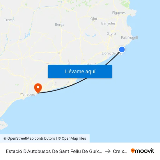 Estació D'Autobusos De Sant Feliu De Guíxols to Creixell map