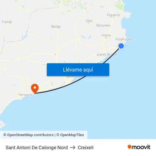 Sant Antoni De Calonge Nord to Creixell map