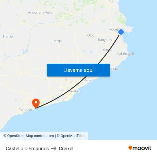Castelló D'Empúries to Creixell map