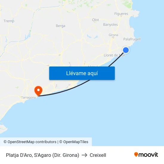 Platja D'Aro, S'Agaro (Dir. Girona) to Creixell map