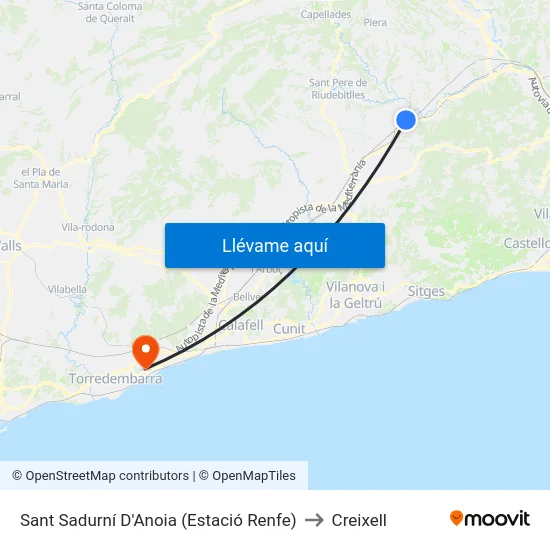 Sant Sadurní D'Anoia (Estació Renfe) to Creixell map
