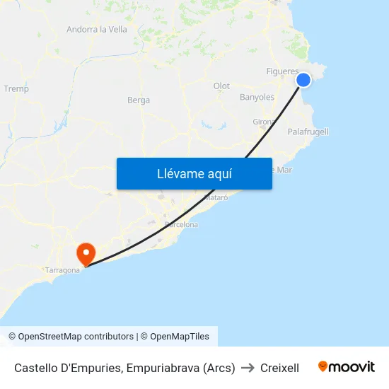 Castello D'Empuries, Empuriabrava (Arcs) to Creixell map