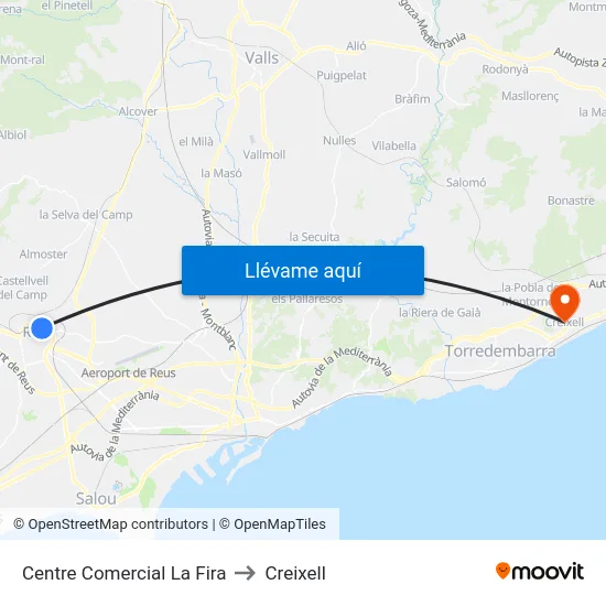 Centre Comercial La Fira to Creixell map