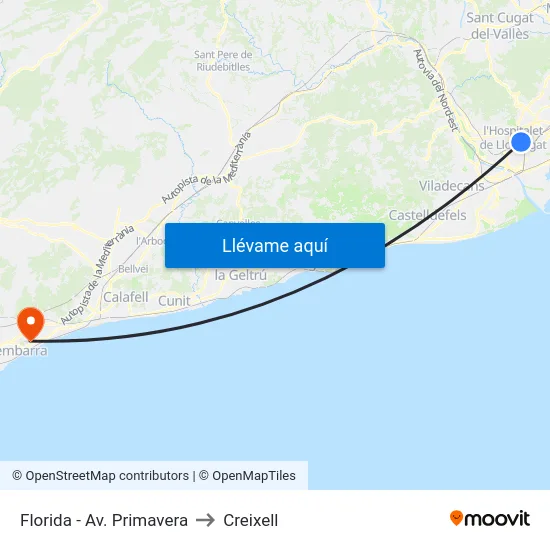 Florida - Av. Primavera to Creixell map