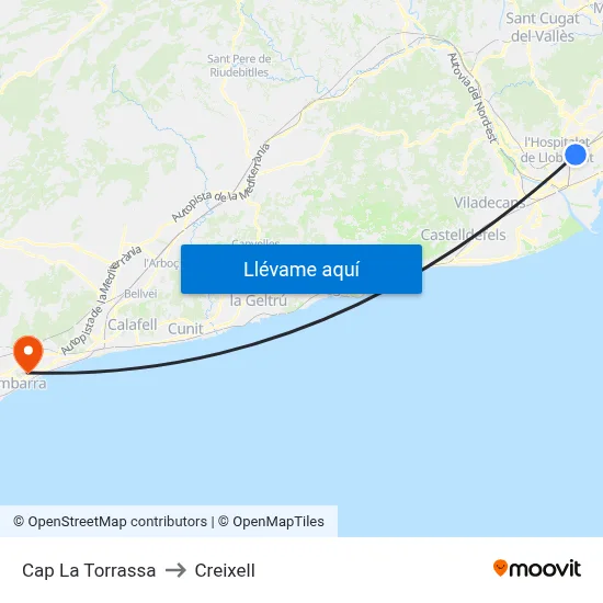 Cap La Torrassa to Creixell map