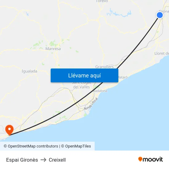 Espai Gironès to Creixell map