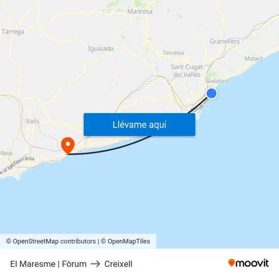 El Maresme | Fòrum to Creixell map
