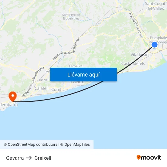 Gavarra to Creixell map