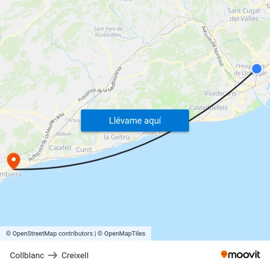 Collblanc to Creixell map