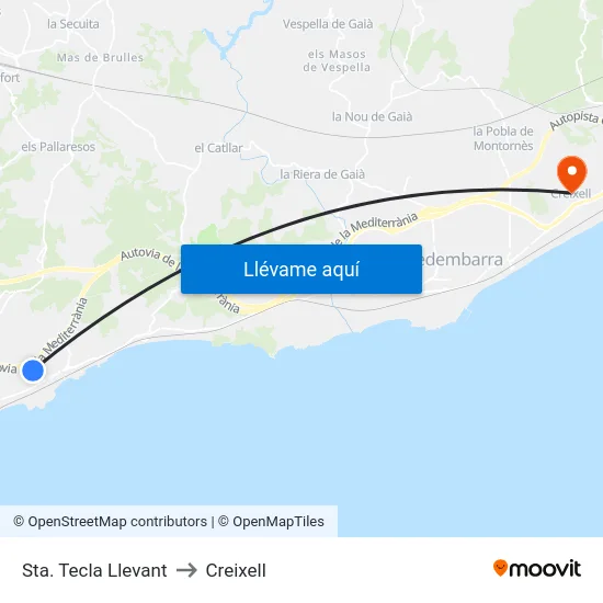 Sta. Tecla Llevant to Creixell map