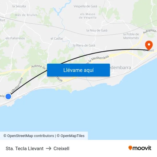 Sta. Tecla Llevant to Creixell map