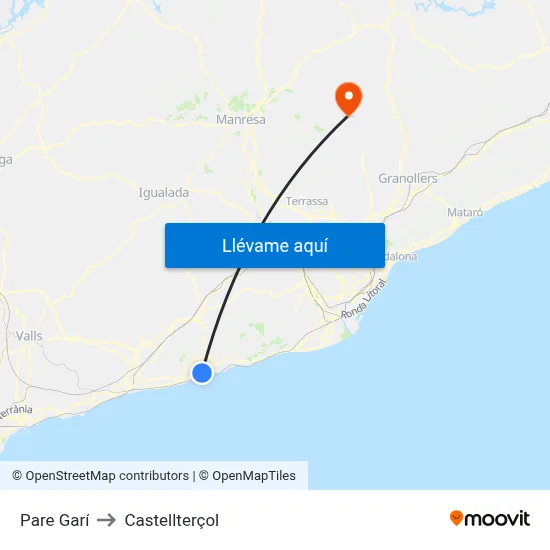 Pare Garí to Castellterçol map